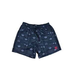 Adidas Originals Mens 6" Trefoil lined Swim Shorts Black Grey Red Size Medium